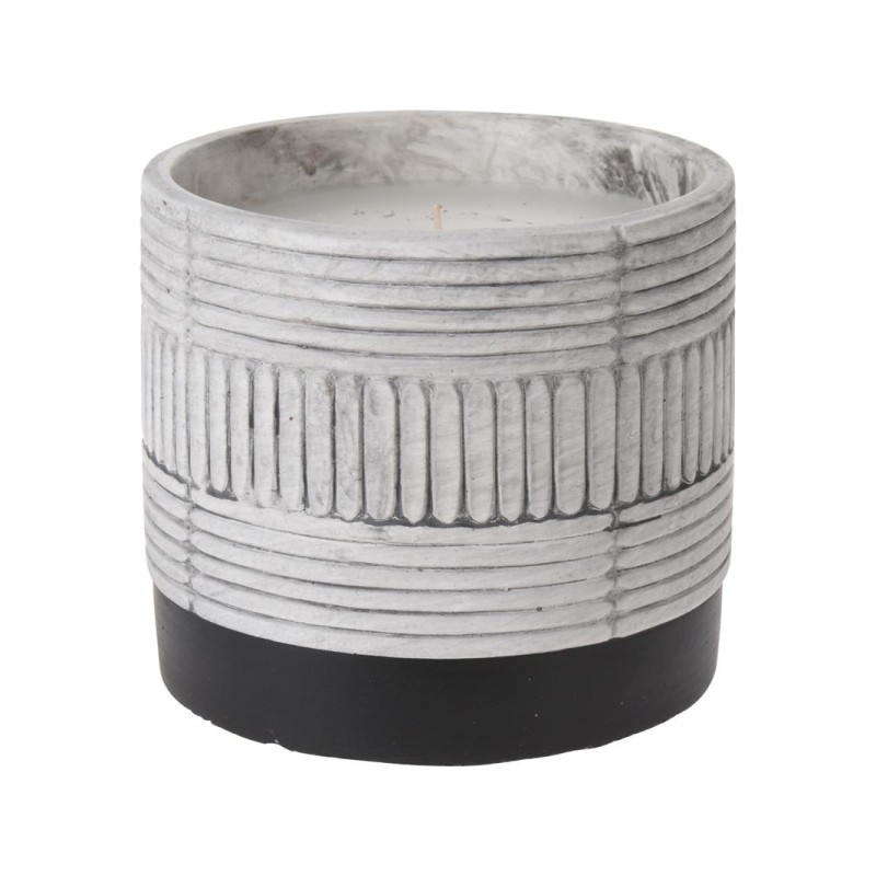 Bougie citronnelle en pot céramique gris-noir dia.12,5x11cm