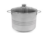Soeppan RVS satin 24 cm 8 liter met glazen deksel
