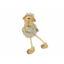 Mouton fleuri avec os pendants 7cm