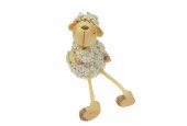 Mouton fleuri avec os pendants 7cm