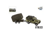 Kids Globe Land Rover avec remorque militaire moulé sous pression pb 27cm