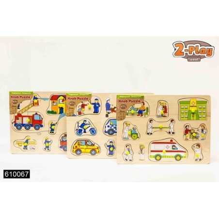 Knoppuzzel Hout Politie, Brandweer Of Ambulance 10pc
