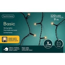 Lumineo LED strengverlichting binnen en buiten 9m 120 Lampjes warmwit. Met 8-uurs timer en dimfunctie