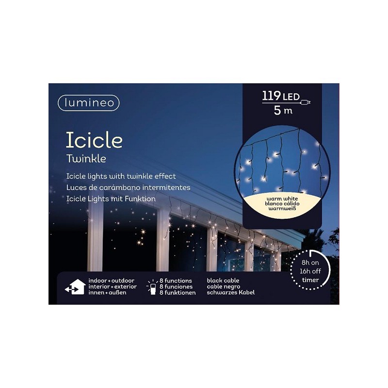 Lumineo LED verlichting Icicle 5m- 119LED warmwit