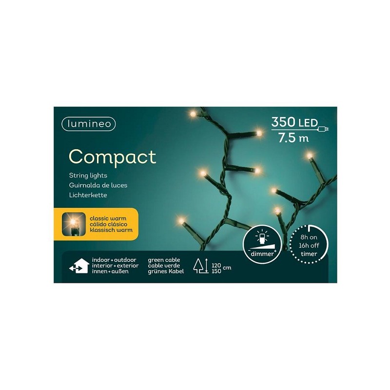 Lumineo LED strengverlichting 750cm 350xLED warmwit voor boom 120-150cm Met 8-uurs timer en dimfunctie