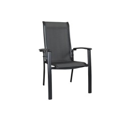 Chaise empilable Hartman Alice xerix avec textilène anthracite et accoudoirs en aluminium