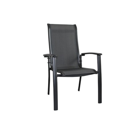 Chaise empilable Hartman Alice xerix avec textilène anthracite et accoudoirs en aluminium