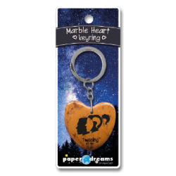 Porte-clés coeur marbre - jumeaux