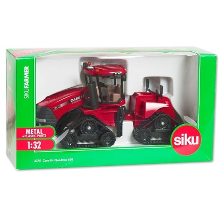 siku 3275, Case IH Quadtrac 600 Tracteur à chenilles, 1:32, métal/plastique, rouge, attelage fonctionnel et barre de remorquage 