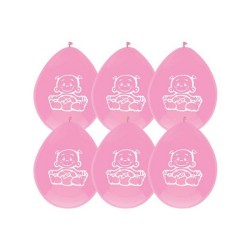 Ballons Bébé Fille Rose 30cm 6pcs