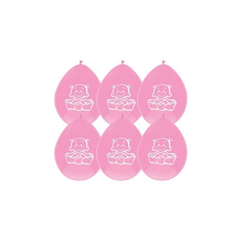 Ballons Bébé Fille Rose 30cm 6pcs