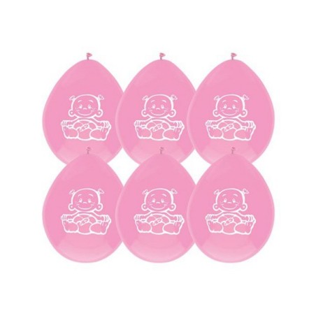 Ballons Bébé Fille Rose 30cm 6pcs