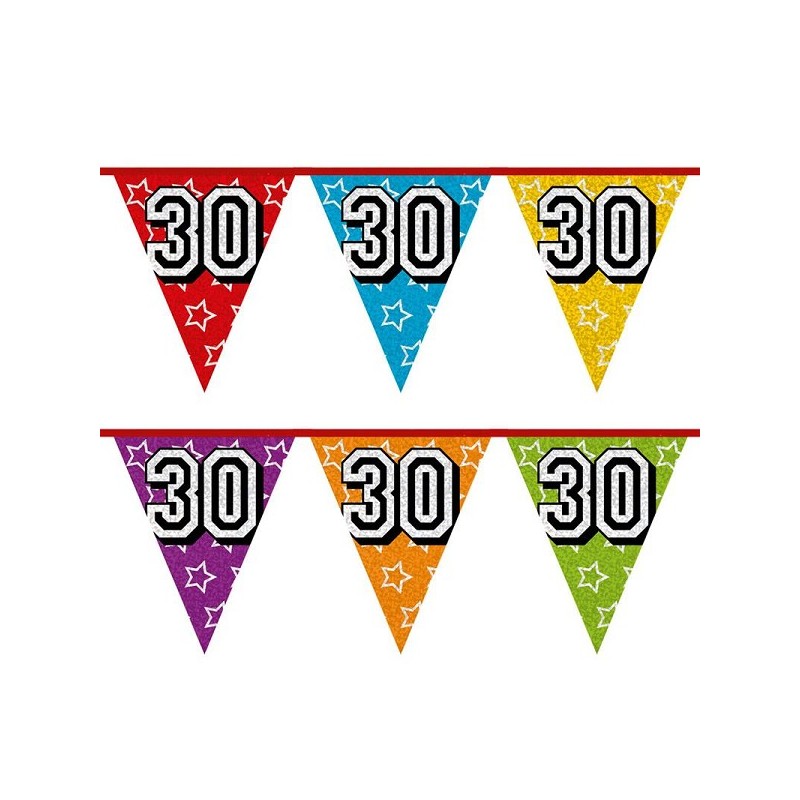 Ligne drapeau Holographique 30 ans 8 mètres