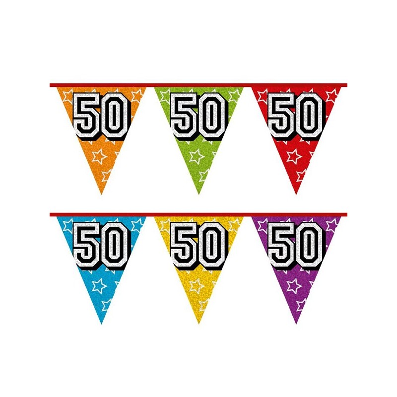 Ligne drapeau Holographique 50 ans 8 mètres