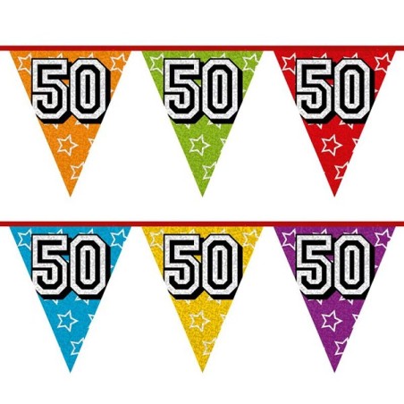 Ligne drapeau Holographique 50 ans 8 mètres