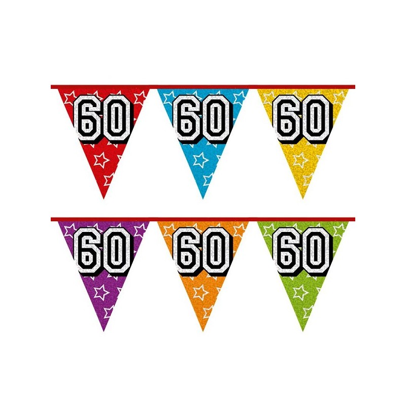 Ligne drapeau Holographique 60 ans 8 mètres