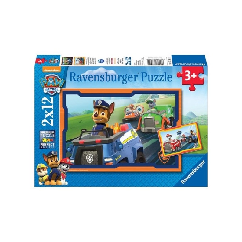 Ravensburger Paw Patrol : puzzle 2x12 pièces en action