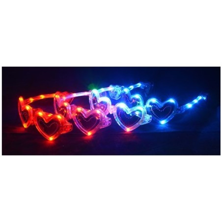 Lunettes coeur LED couleur assortie
