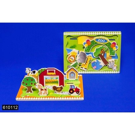 Speelplankje Hout 3D Zoo/Farm 30x22,5cm
