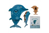 Horloge murale Dauphin bois pour enfant 26,5x38,5cm sur pile AA