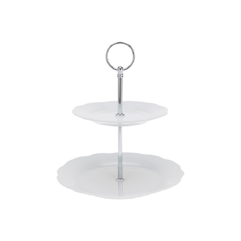 Etagere 2-laags porselein 15x20cm wit