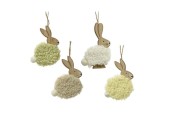 Decoris Hanger Konijn mdf met wol L0.6-W8.5-H12cm