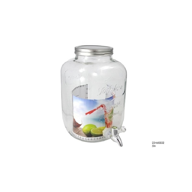 Limonadekan met kraantje 5 liter Glas (17x17x30cm)