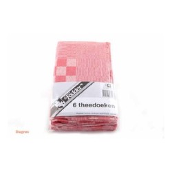 Torchons à carreaux 60x65 rouge paquet de 6 pcs.