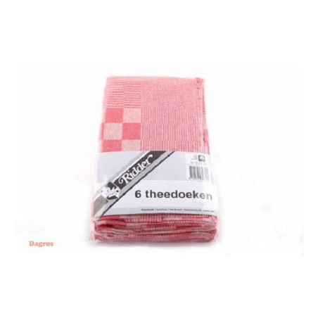 Torchons à carreaux 60x65 rouge paquet de 6 pcs.