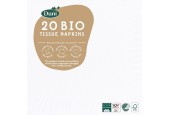 Serviettes Duni 3 couches 24x24cm Icewhite FSC paquet de 20 serviettes