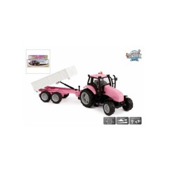 Kids Globe Tractor met aanhanger met licht en geluid die cast rose