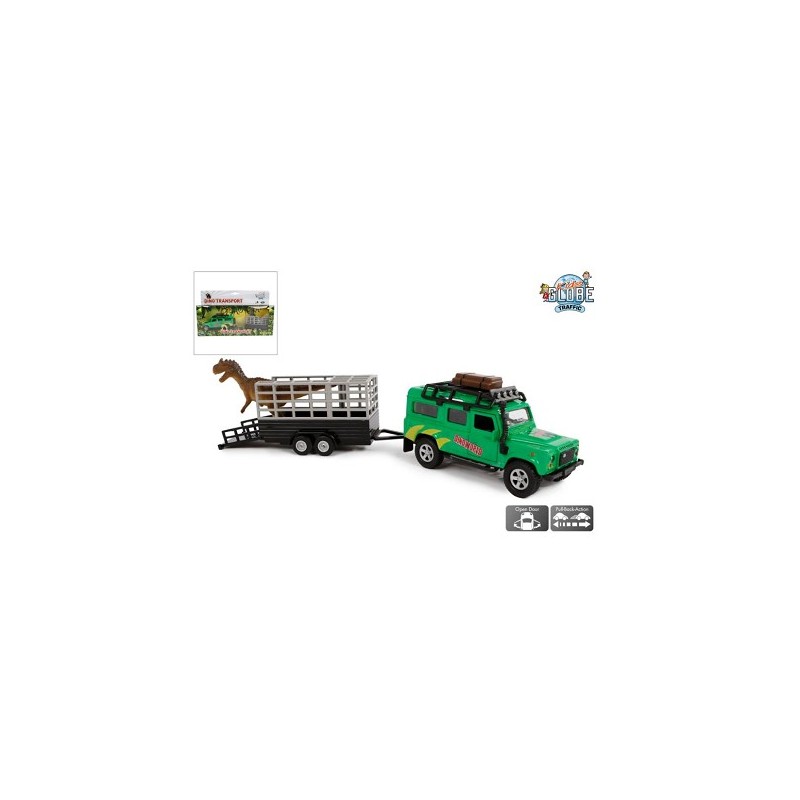 Kids Globe Land Rover dino transport moulé sous pression action de retrait 29 cm