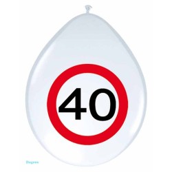 ballon 30cm panneau de signalisation 40 ans pack a 8st