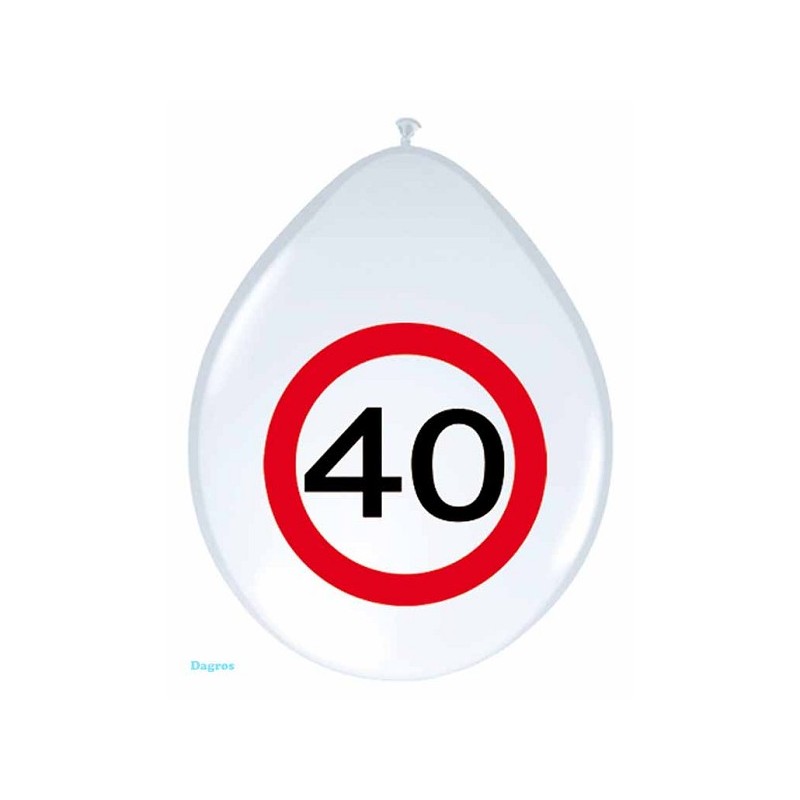 ballon 30cm verkeersbord 40 jr pak a 8st