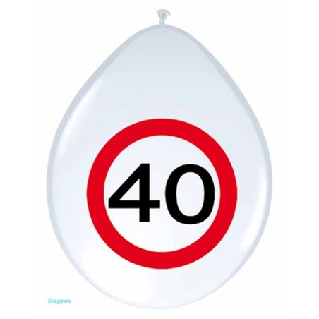 ballon 30cm panneau de signalisation 40 ans pack a 8st