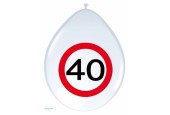 ballon 30cm verkeersbord 40 jr pak a 8st