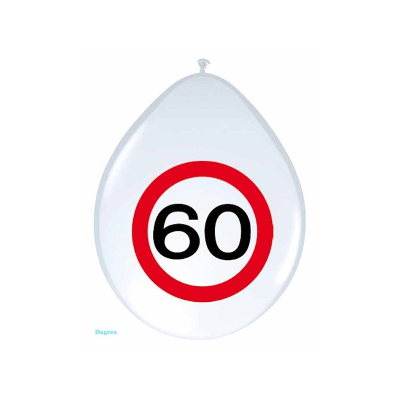 ballon 30cmverkeersbord 60jaar pak a 8st