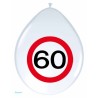 ballon 30cm panneau de signalisation 60 ans pack a 8st