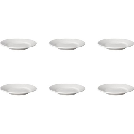 Mammoet Bord brede rand Budgeltline porselein wit 18cm set a 6 stuks