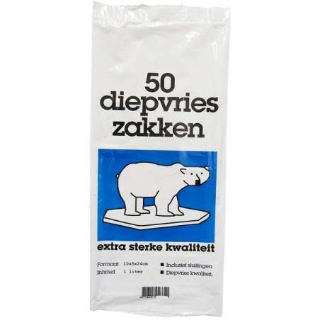 Diepvrieszakken 1,0L 9x3x24 cm IJsbeer zak a 50 st