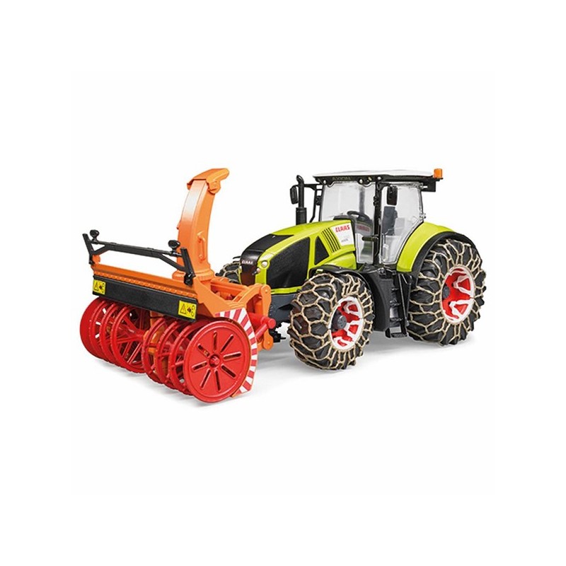 Tracteur Bruder Claas Axion 950 avec souffleuse à neige, souffleuse et chaînes à neige
