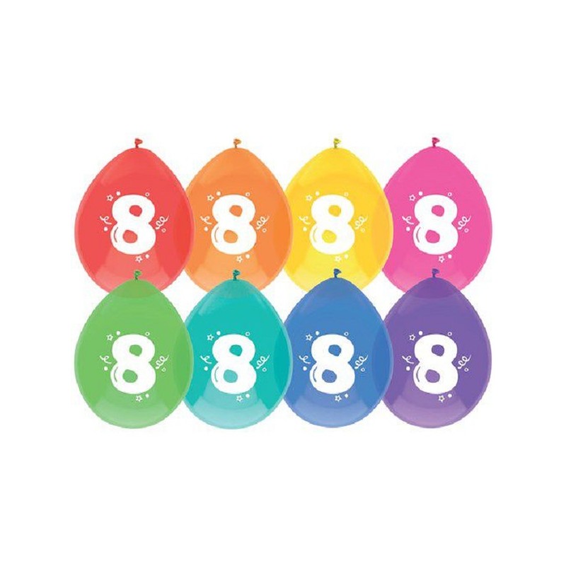 Ballons 8 ans pack de 8 pièces