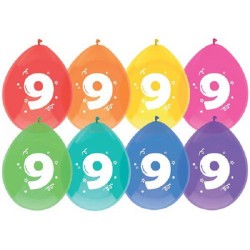 Ballons 9 ans pack de 8 pièces