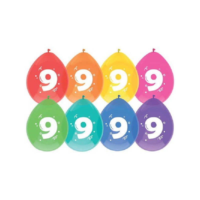 Ballons 9 ans pack de 8 pièces