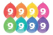 Ballons 9 ans pack de 8 pièces