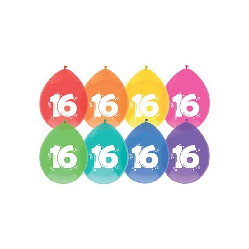 Ballons 16 ans pack de 8 pièces