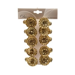 kerstboomkaarsjeshouders met knijper 5x3.5cm goud 10 stuks