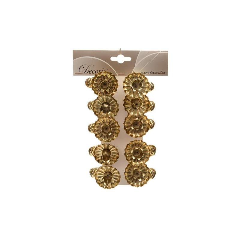 Bougeoirs sapin de Noël avec clip 5x3,5cm doré 10 pièces