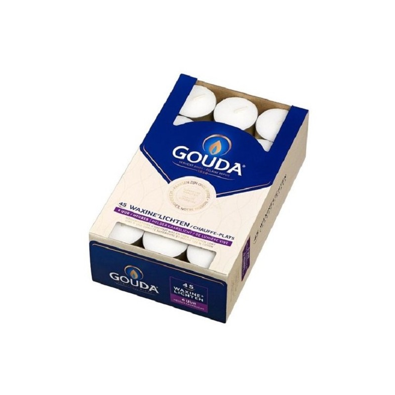Bougie chauffe-plat Gouda durée de combustion 6 heures en boîte de 45 pièces