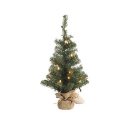 Everlands Mini Kunstkerstboom in jute zak 90cm met 50 lampen warm wit